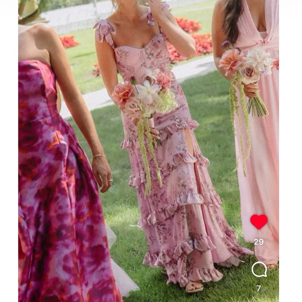 V. Chapman Lilac Floral Maxi Dress with Ruffle Tiers - Picture 5 of 6